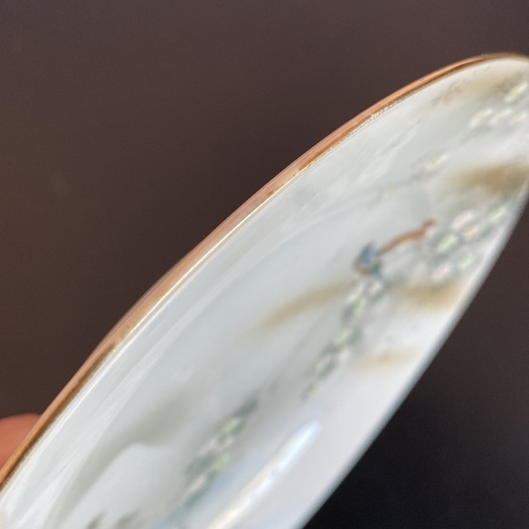 VINTAGE Hand Painted Japanese Mt Fuji Nature Bird Floral Porcelain 7.25" Plate - Picture 9 of 11